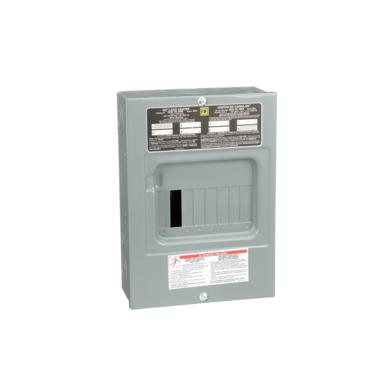 Square-d, tablero tipo qo monofásico, 6 circuitos, 120/240v., barras de 100amps., con tapadera de sobreponer.