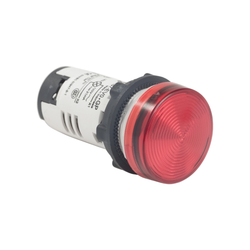 Piloto piloto monolítico, plástico, rojo, 22, LED integral, 110-120 V AC