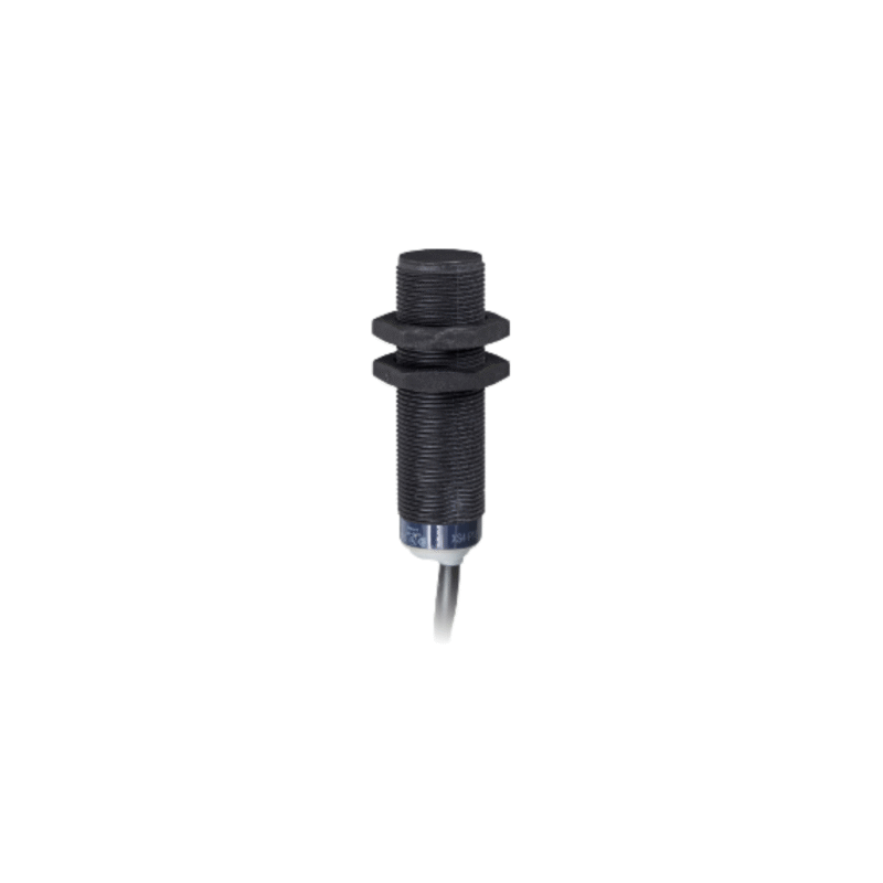 Sensor inductivo, diámetro 18mm, Tipo cilíndrico roscado, IP67; Plástico, 12-24V DC 3 Hilos, PNP/NPN, NA/NC, Sensado (mm) 8, Precableado, 2 m